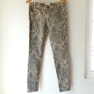 Current Elliott 26 Ankle Skinny Canvas Snakeskin Jeans